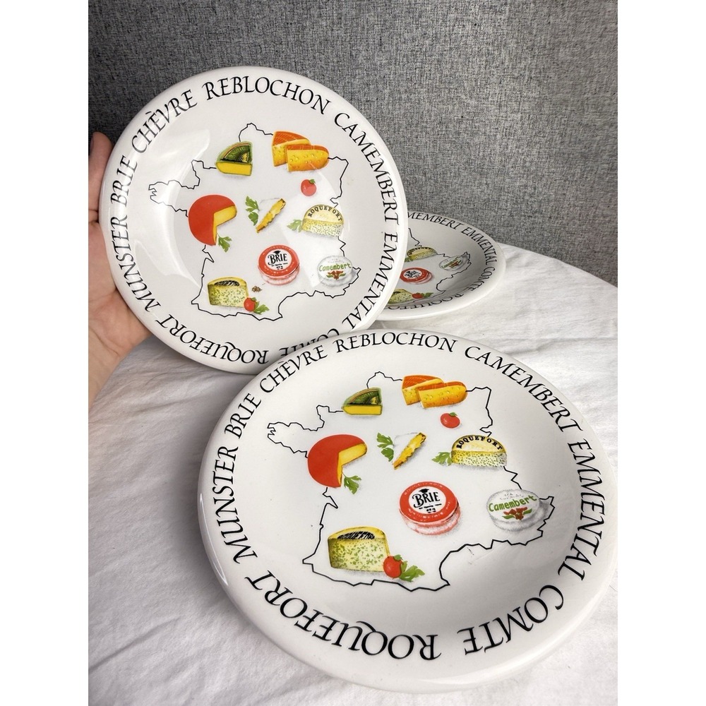 3 - Quadrifoglio Made Italy Ceramic Cheese Serving Plates French France Map‎